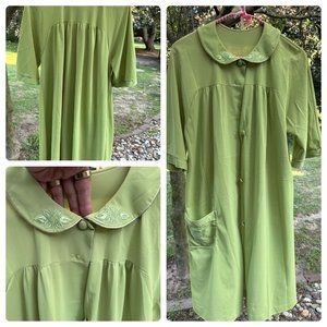 Vintage Mod Lorraine Peignoir Sage Nylon Nightgown Robe Lingerie Sleepwear